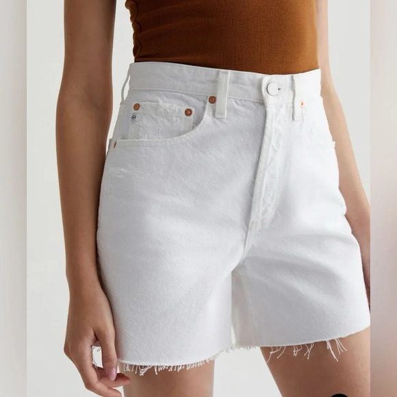 AG Clove Short HIGH-RISE BAGGY FIT in MODERN WHITE DESTRUCTED - Picture 1 of 9